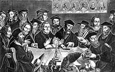 Rencontre de Martin Luther (1483-1546) et du Pape Léon X (1475-1521)